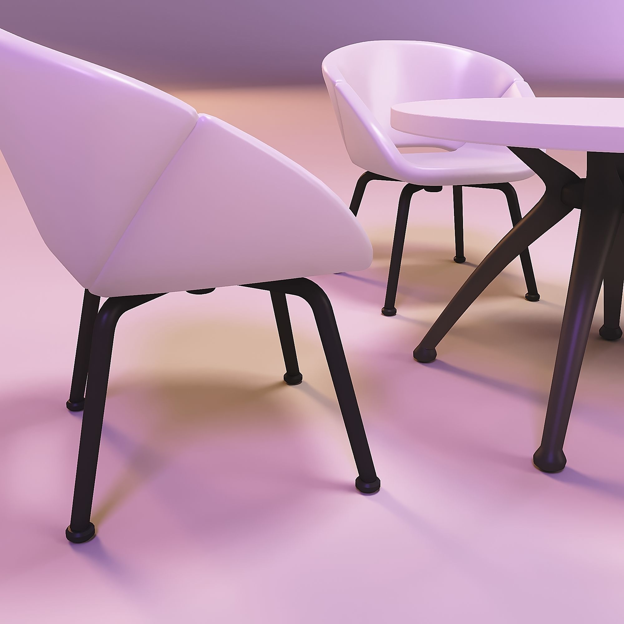 Doll table and chairs 3D print model_5