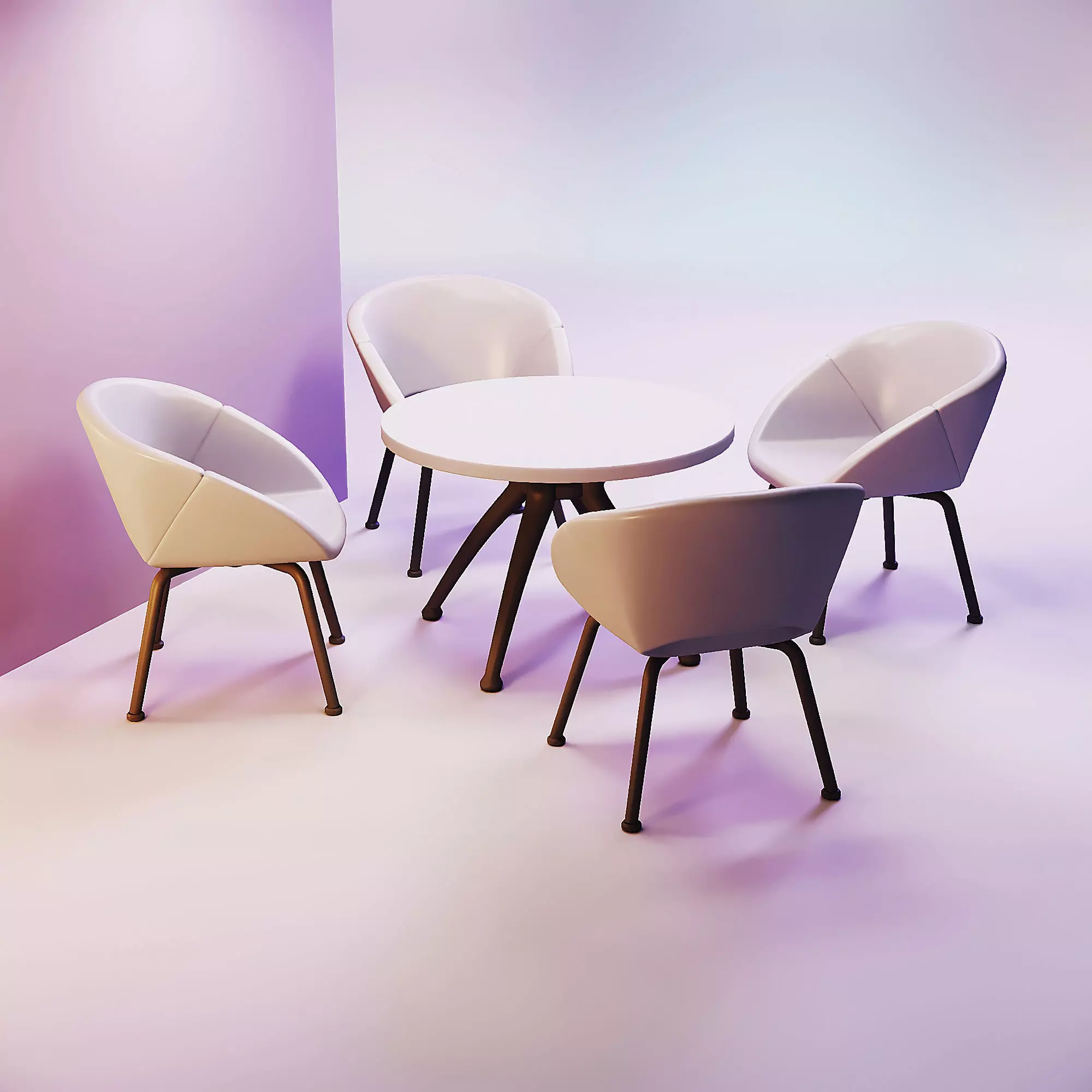 Doll table and chairs 3D print model_0