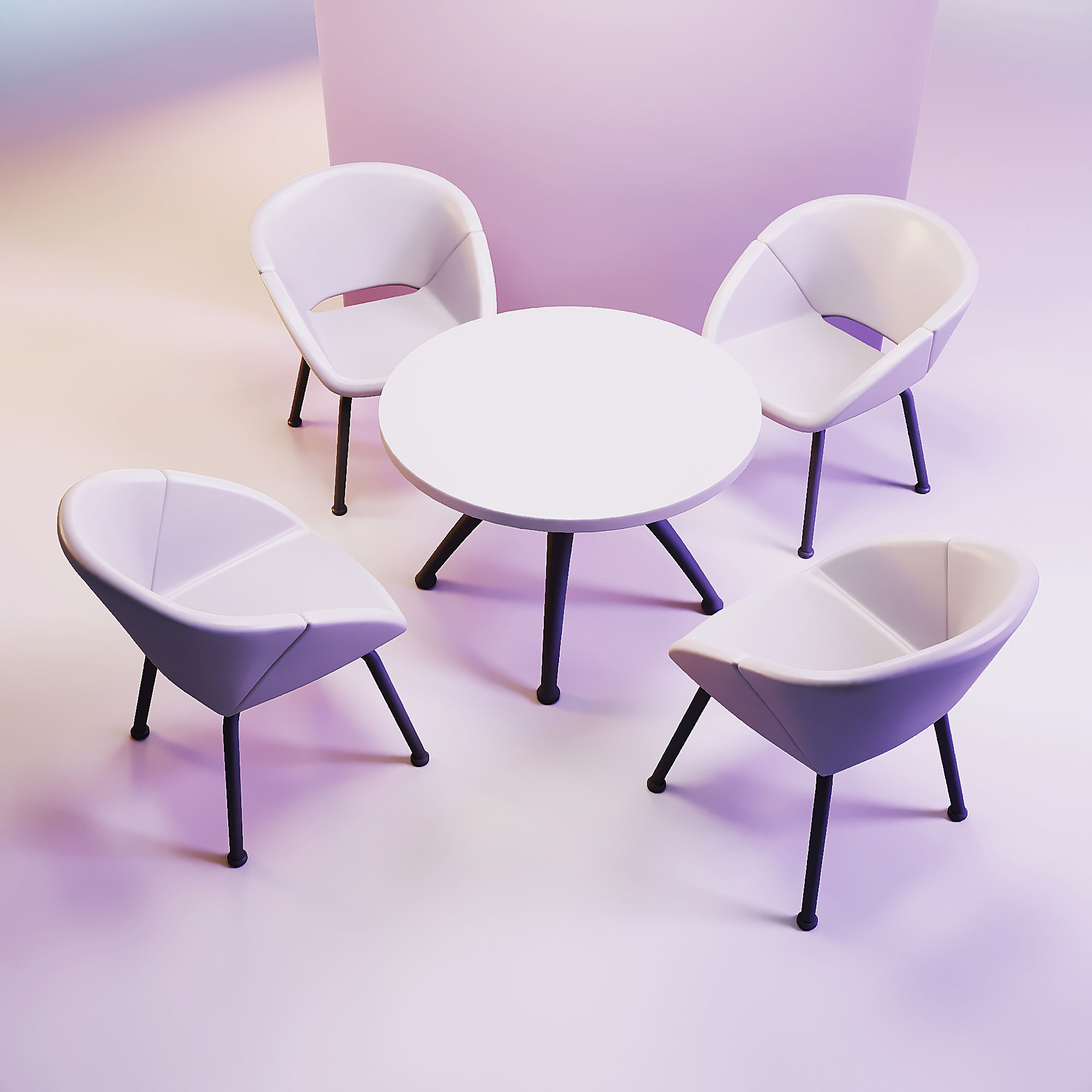 Doll table and chairs 3D print model_2