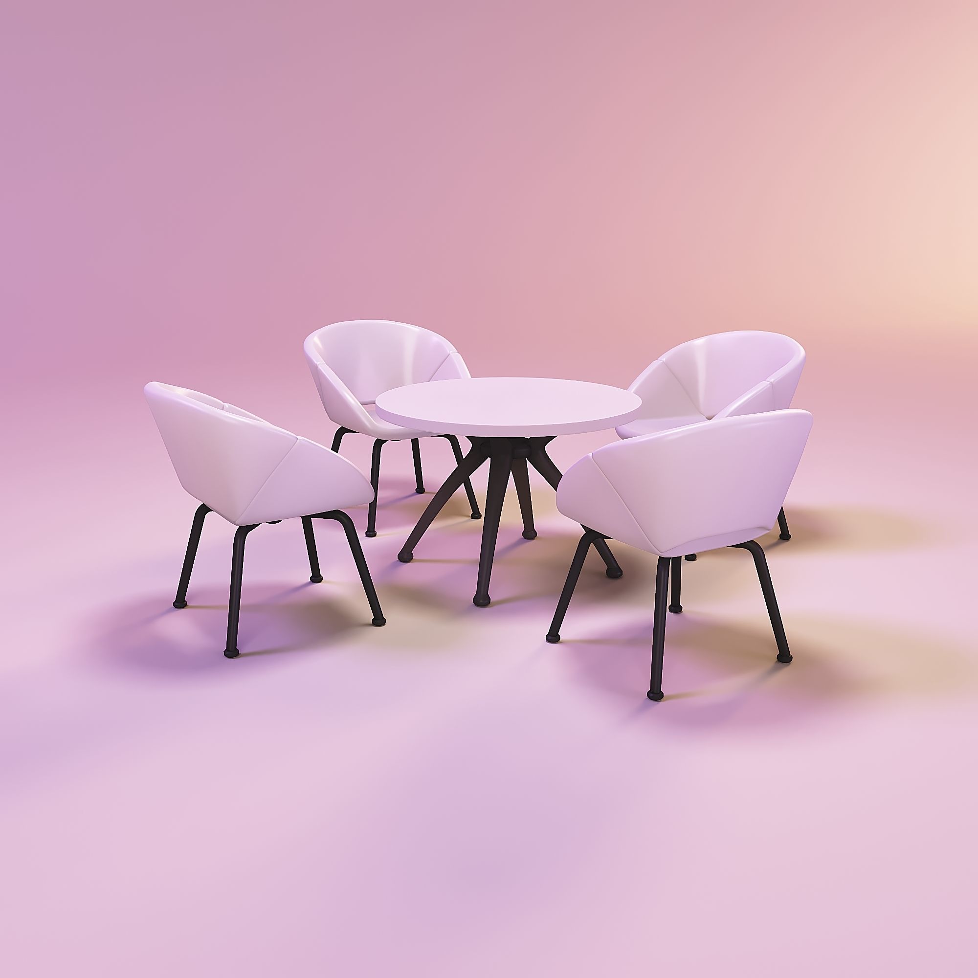 Doll table and chairs 3D print model_3