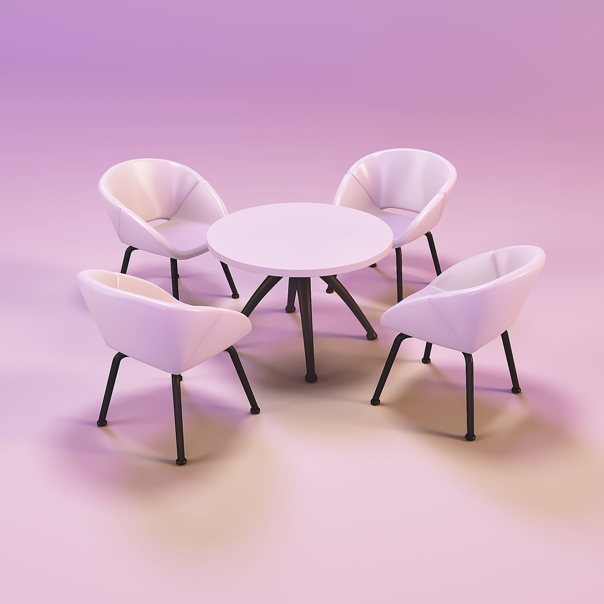Doll table and chairs 3D print model_4