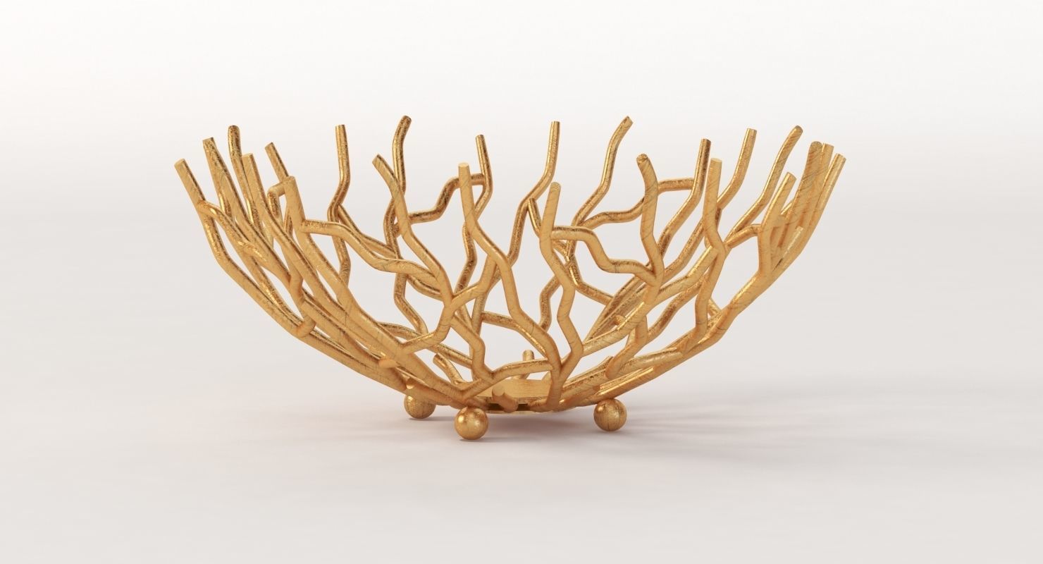 Golden Patina Reef Centerpiece Bowl by Red Co 3D model_3