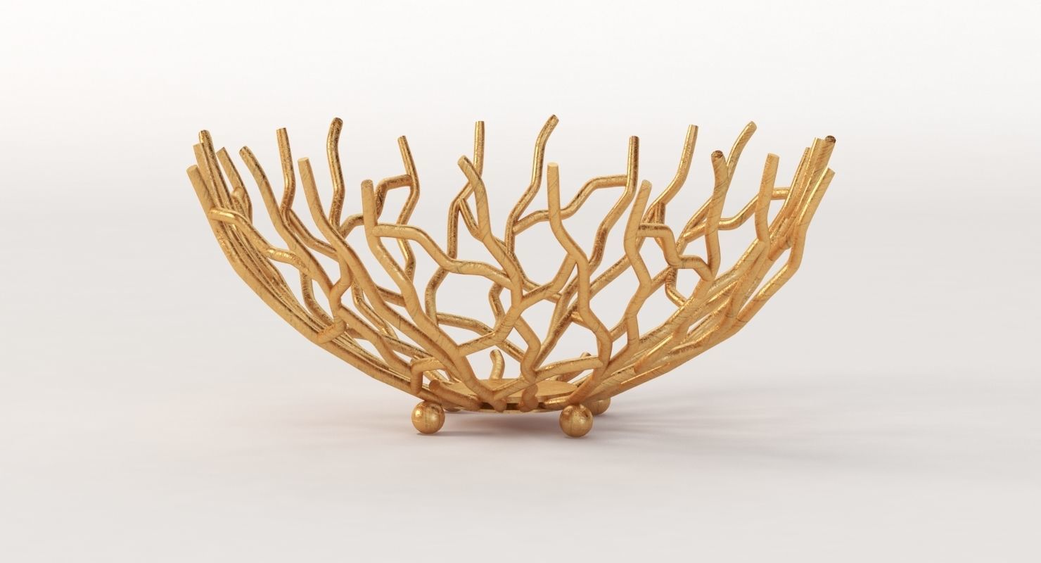 Golden Patina Reef Centerpiece Bowl by Red Co 3D model_10