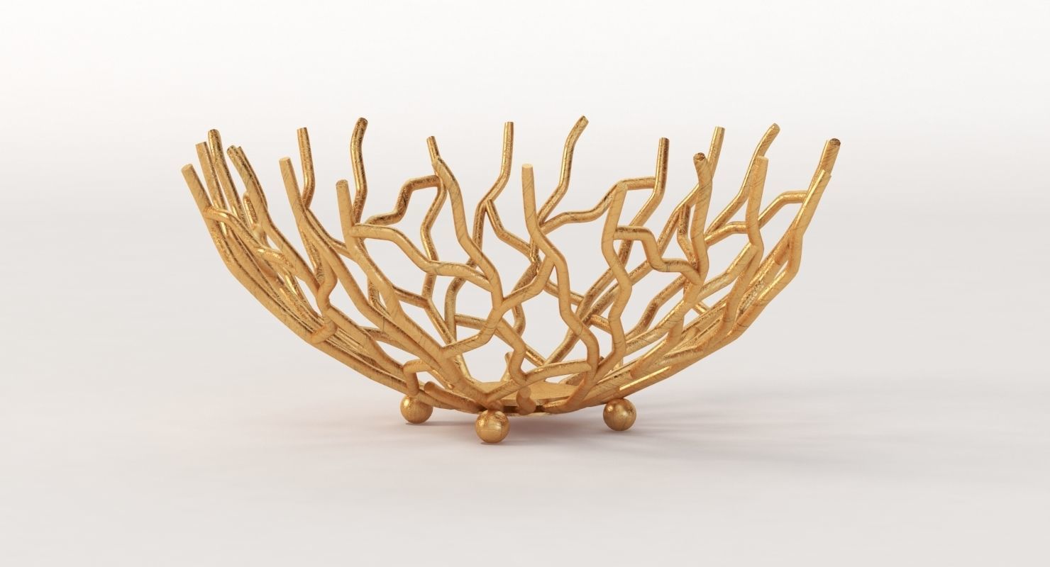 Golden Patina Reef Centerpiece Bowl by Red Co 3D model_1