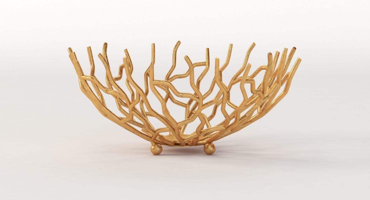 Golden Patina Reef Centerpiece Bowl by Red Co 3D model_8