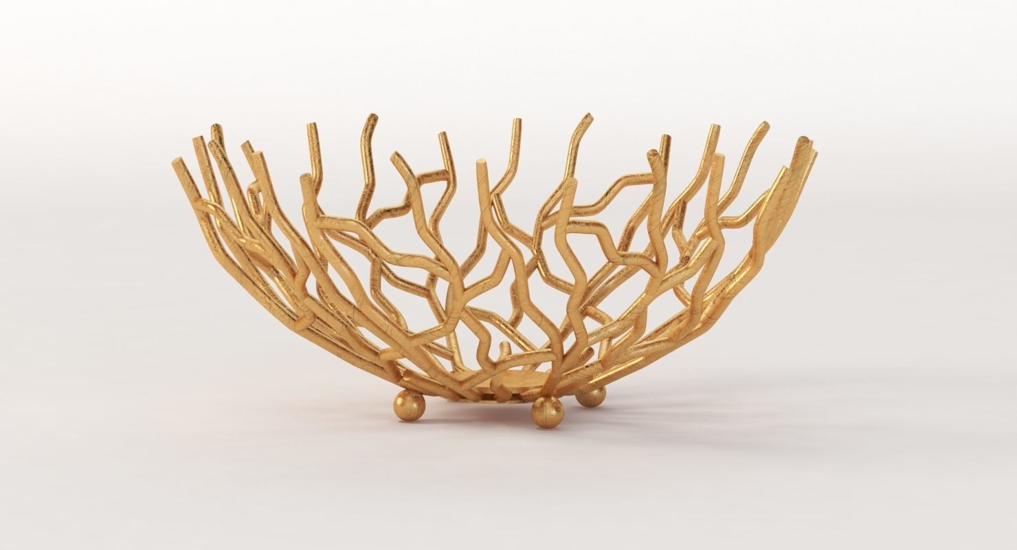 Golden Patina Reef Centerpiece Bowl by Red Co 3D model_2
