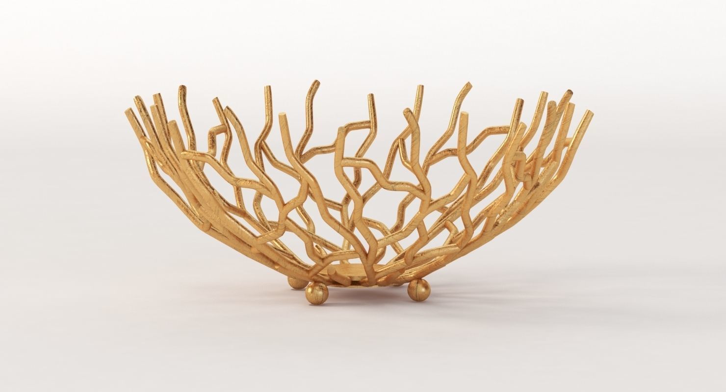 Golden Patina Reef Centerpiece Bowl by Red Co 3D model_5