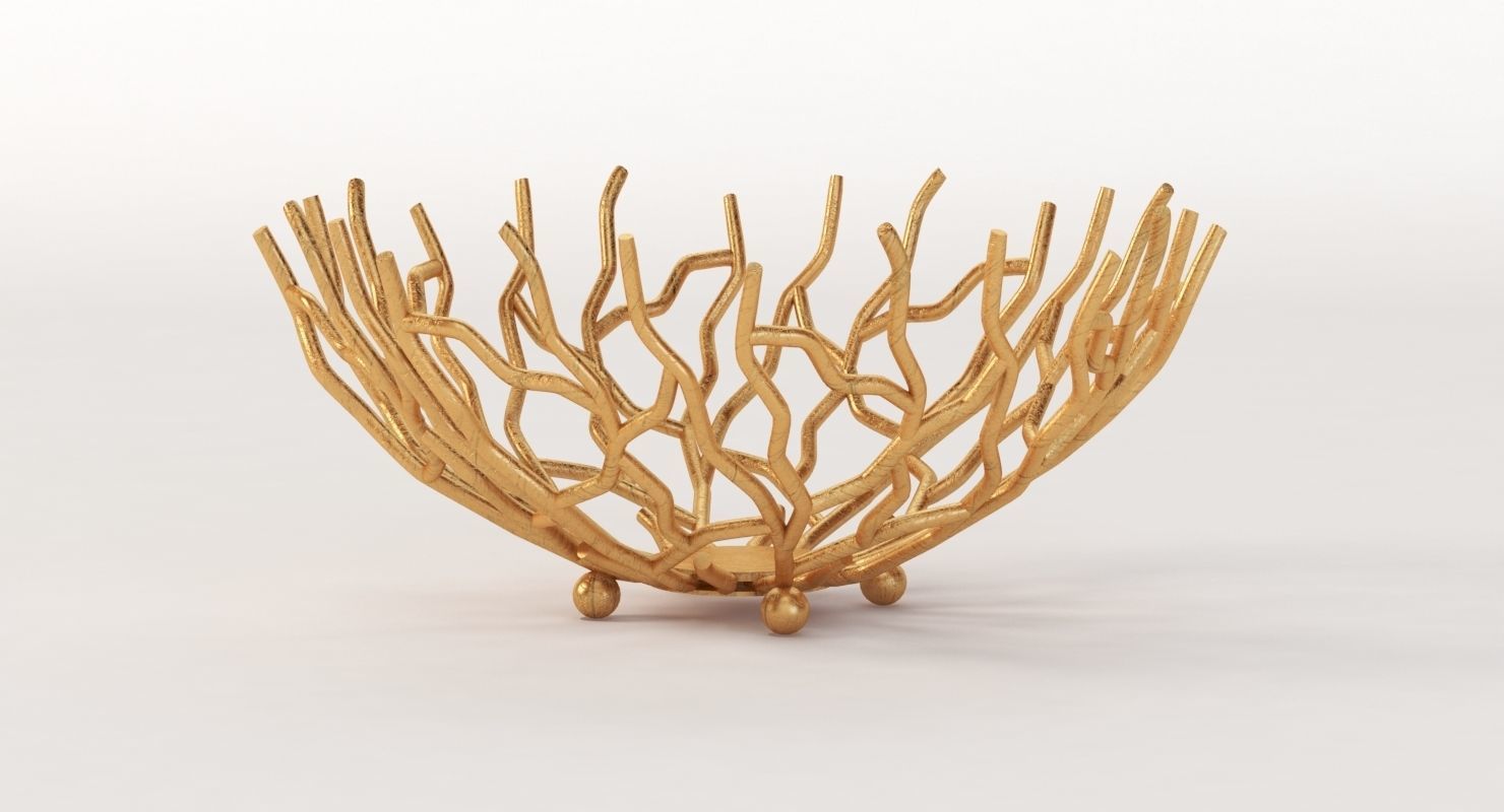 Golden Patina Reef Centerpiece Bowl by Red Co 3D model_4
