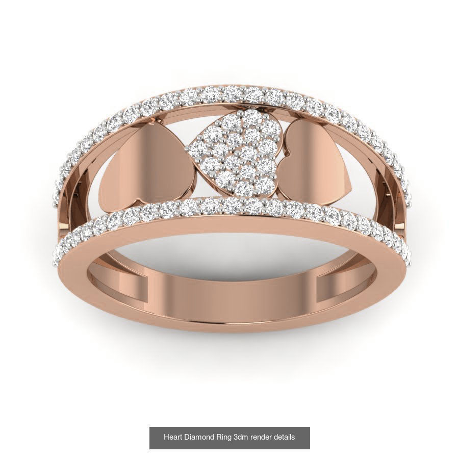 38 Heart Diamond Ring 3dm render details 3D Model Collection_21