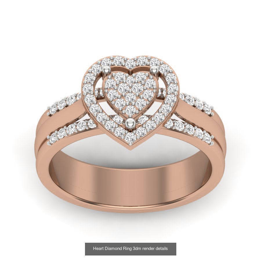 38 Heart Diamond Ring 3dm render details 3D Model Collection_30