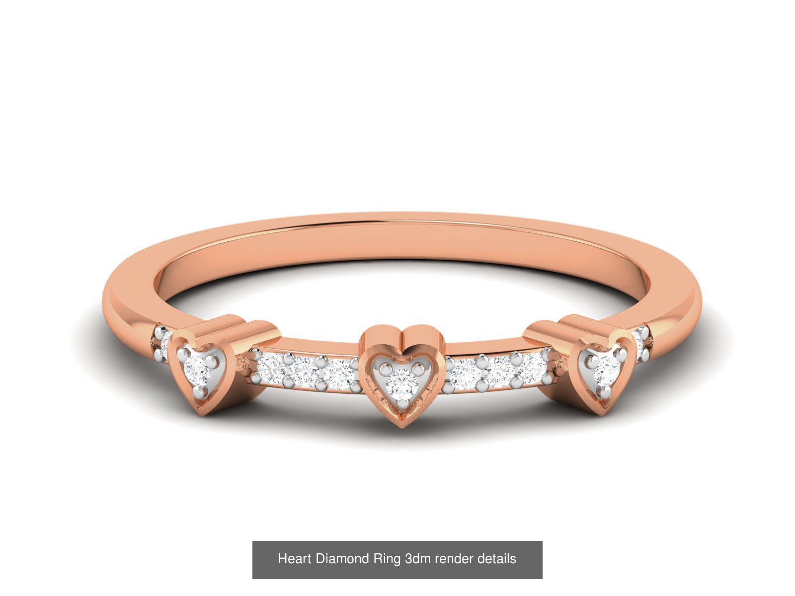 38 Heart Diamond Ring 3dm render details 3D Model Collection_10
