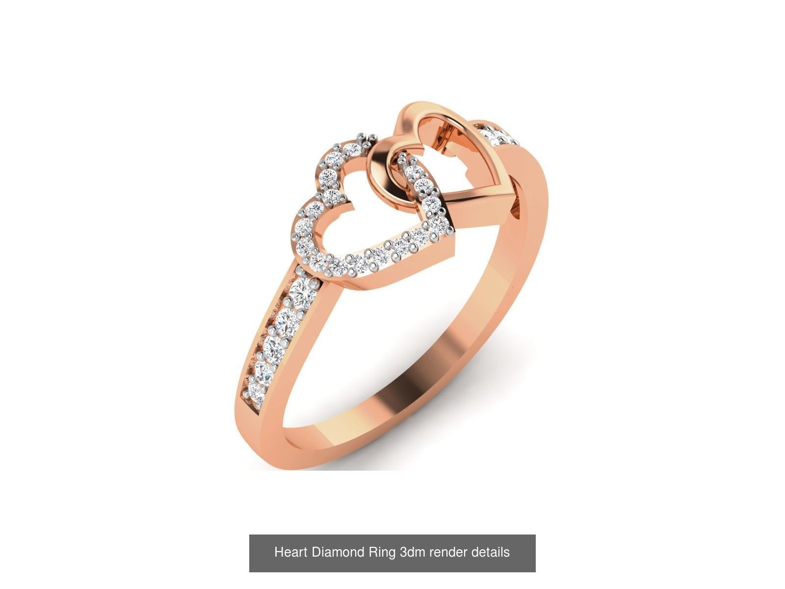38 Heart Diamond Ring 3dm render details 3D Model Collection_14