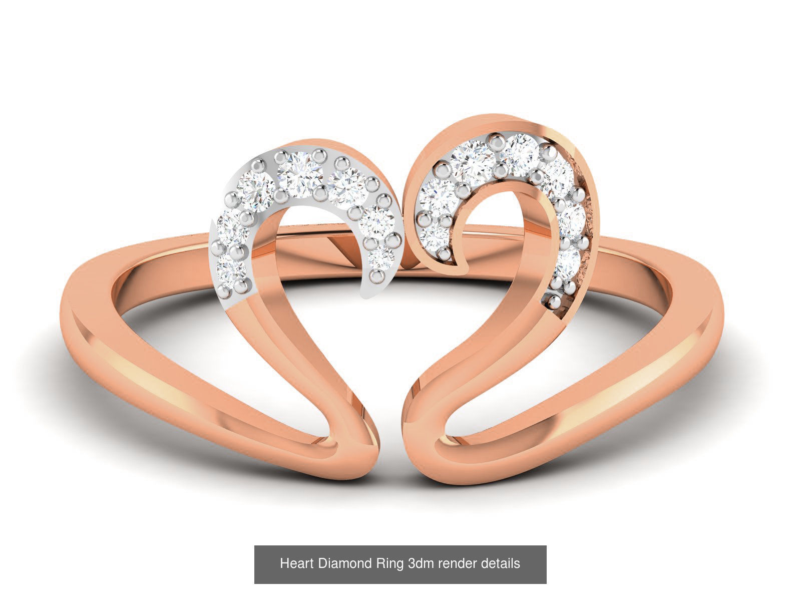 38 Heart Diamond Ring 3dm render details 3D Model Collection_17