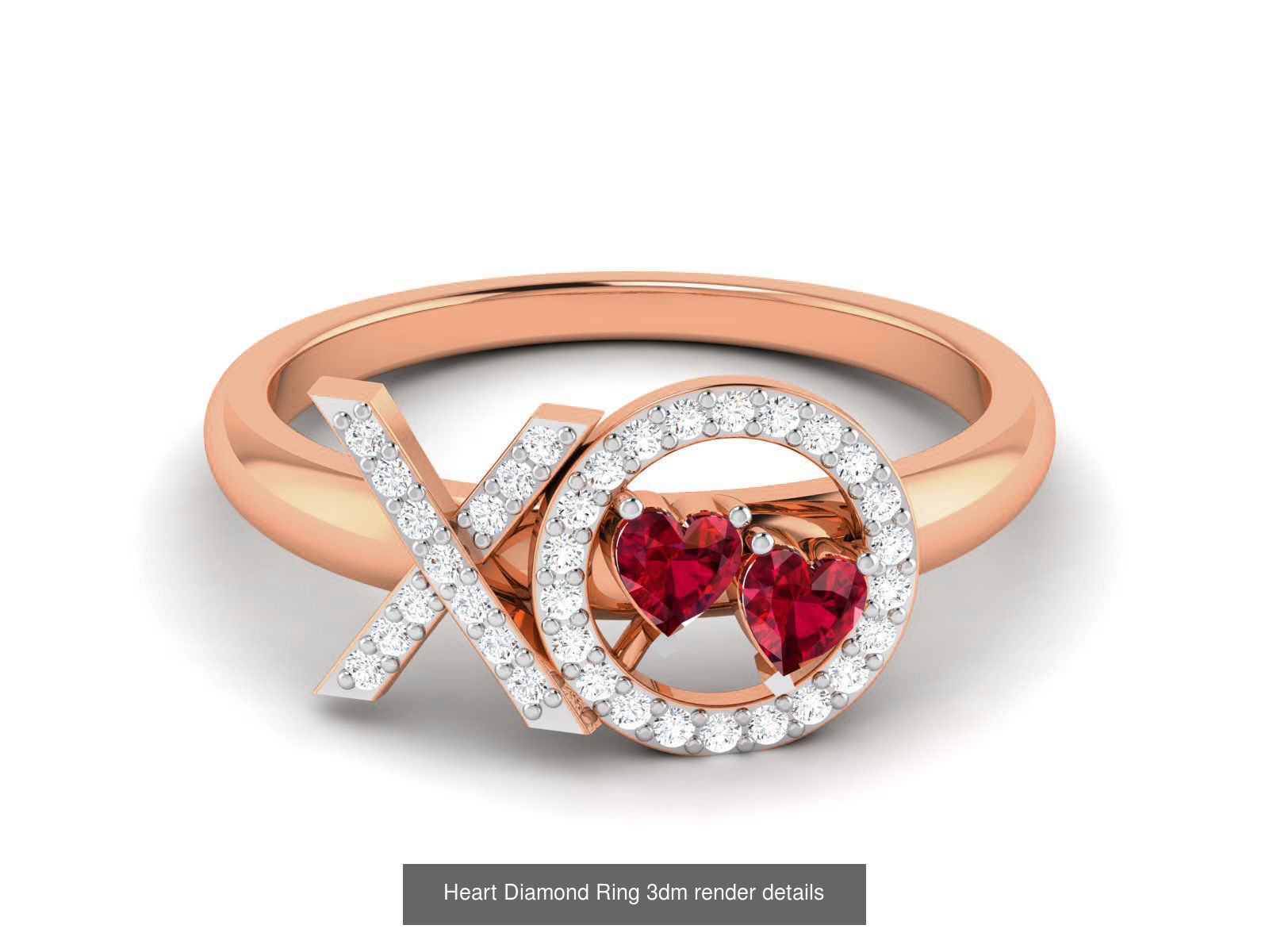 38 Heart Diamond Ring 3dm render details 3D Model Collection_9