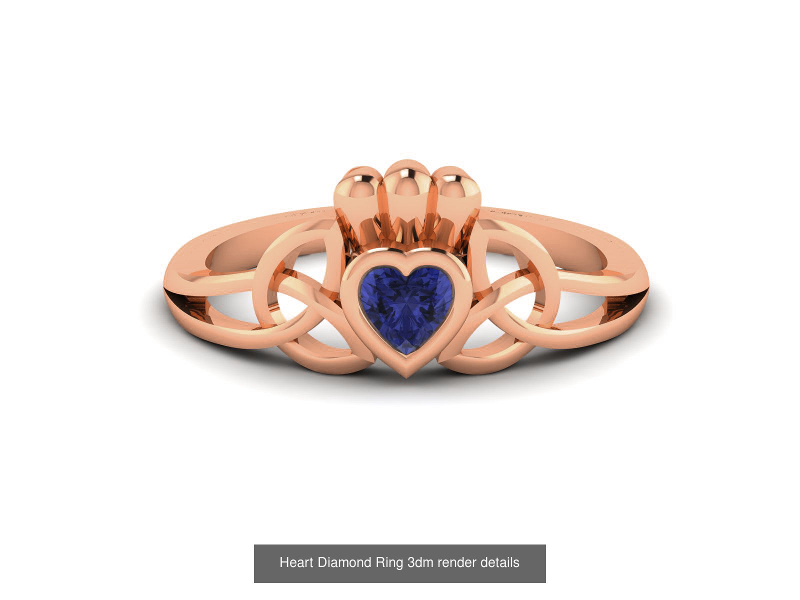 38 Heart Diamond Ring 3dm render details 3D Model Collection_3