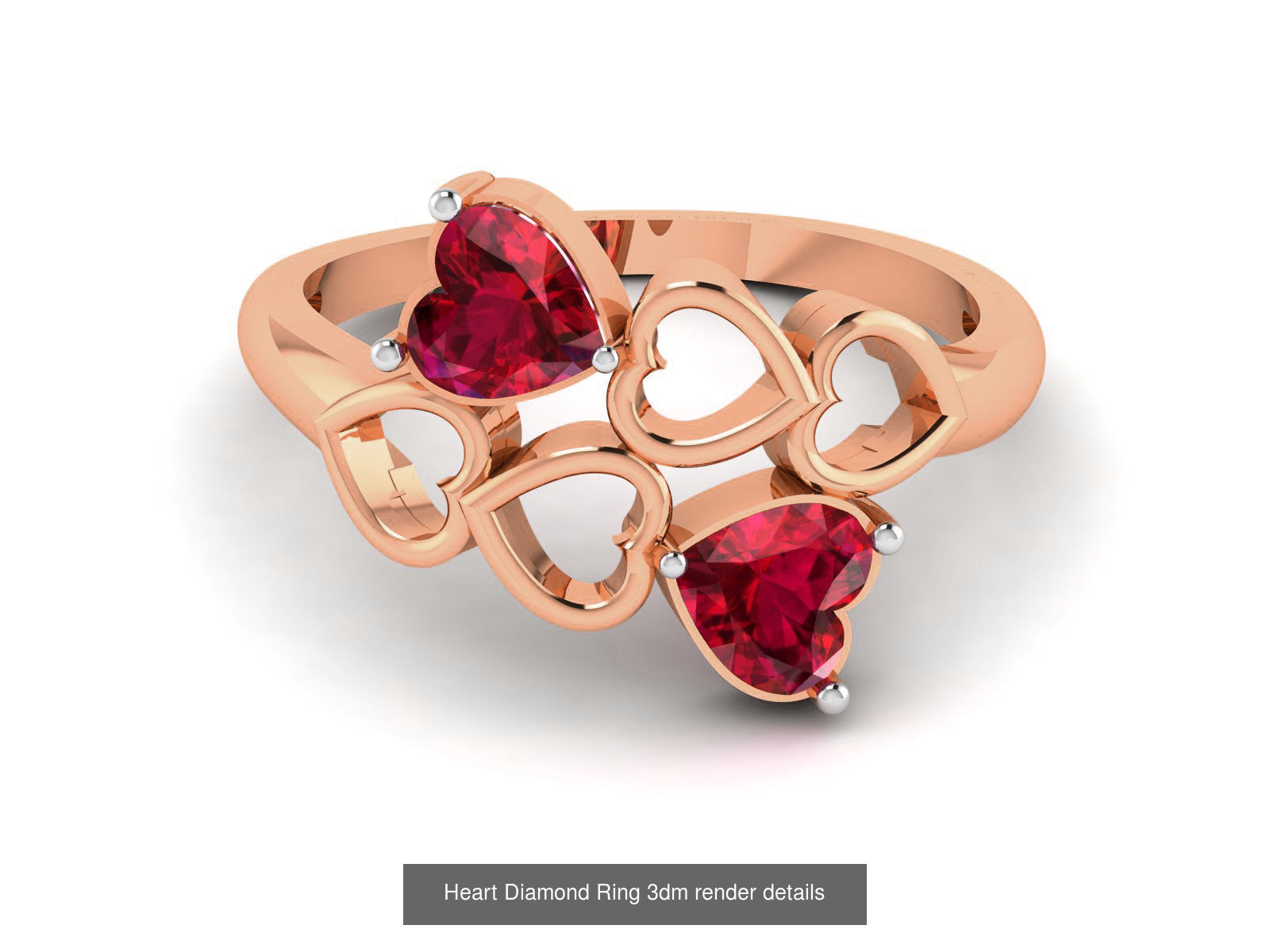38 Heart Diamond Ring 3dm render details 3D Model Collection_4