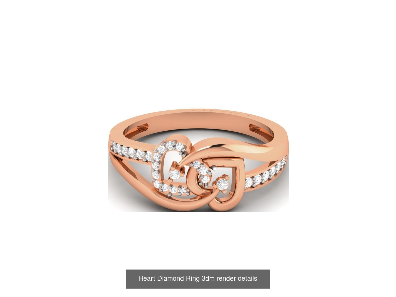 38 Heart Diamond Ring 3dm render details 3D Model Collection_16