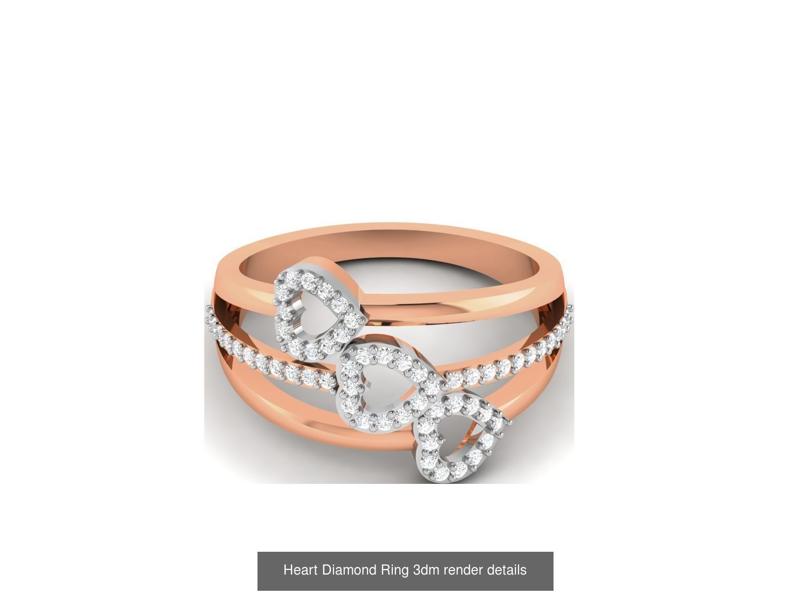 38 Heart Diamond Ring 3dm render details 3D Model Collection_19