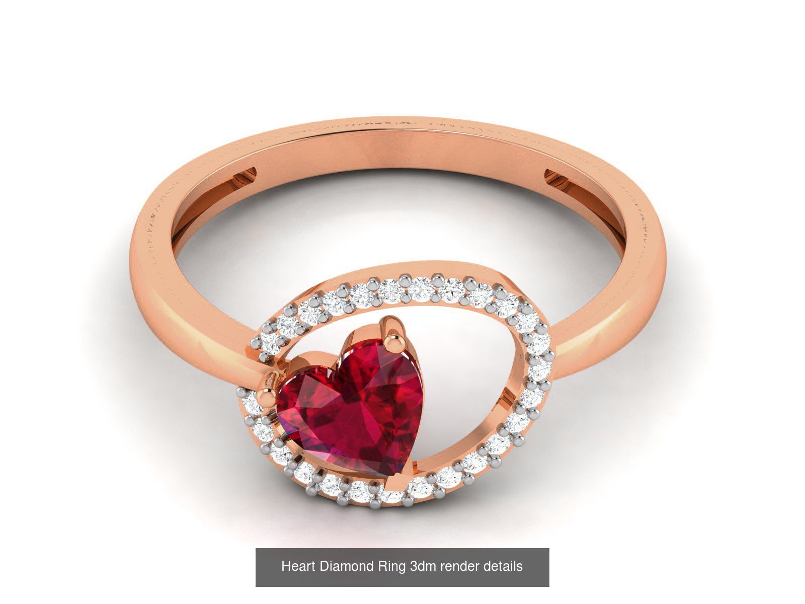 38 Heart Diamond Ring 3dm render details 3D Model Collection_18