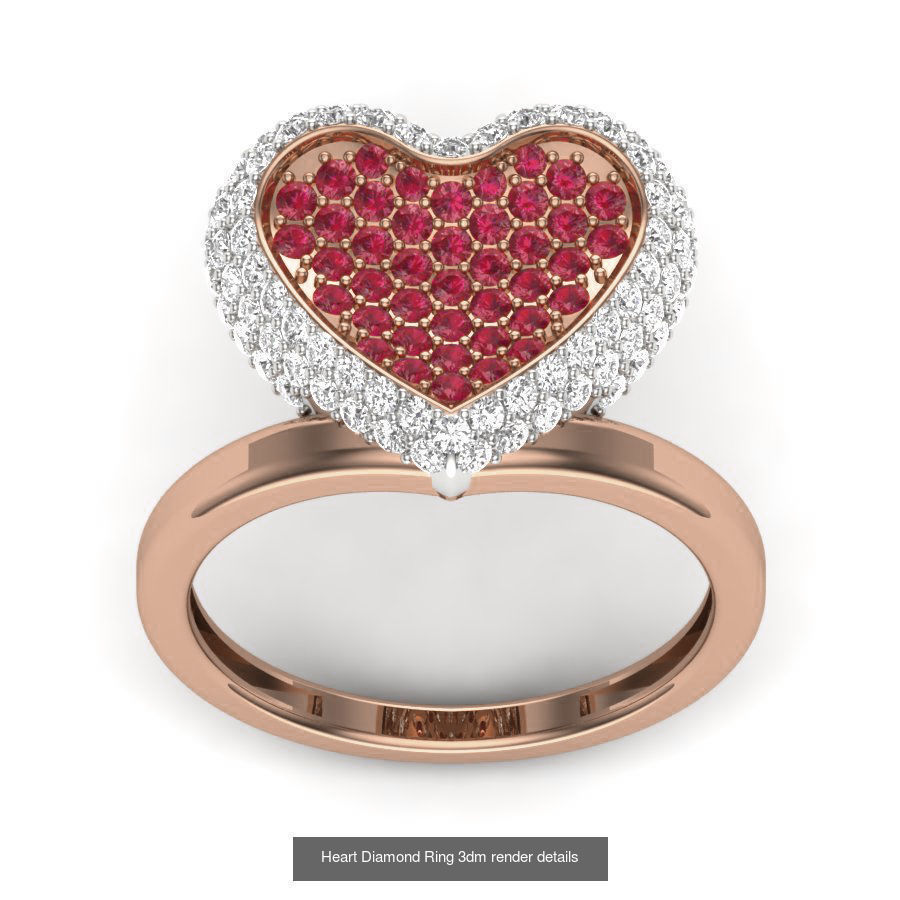 38 Heart Diamond Ring 3dm render details 3D Model Collection_25