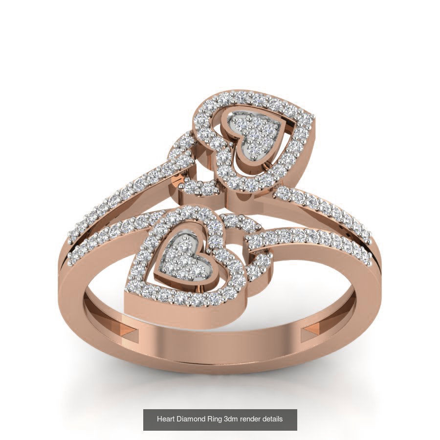 38 Heart Diamond Ring 3dm render details 3D Model Collection_33