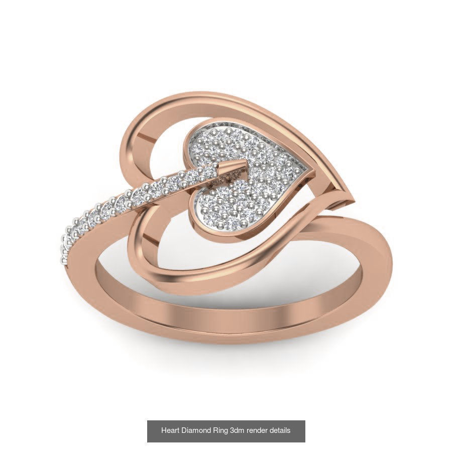 38 Heart Diamond Ring 3dm render details 3D Model Collection_29