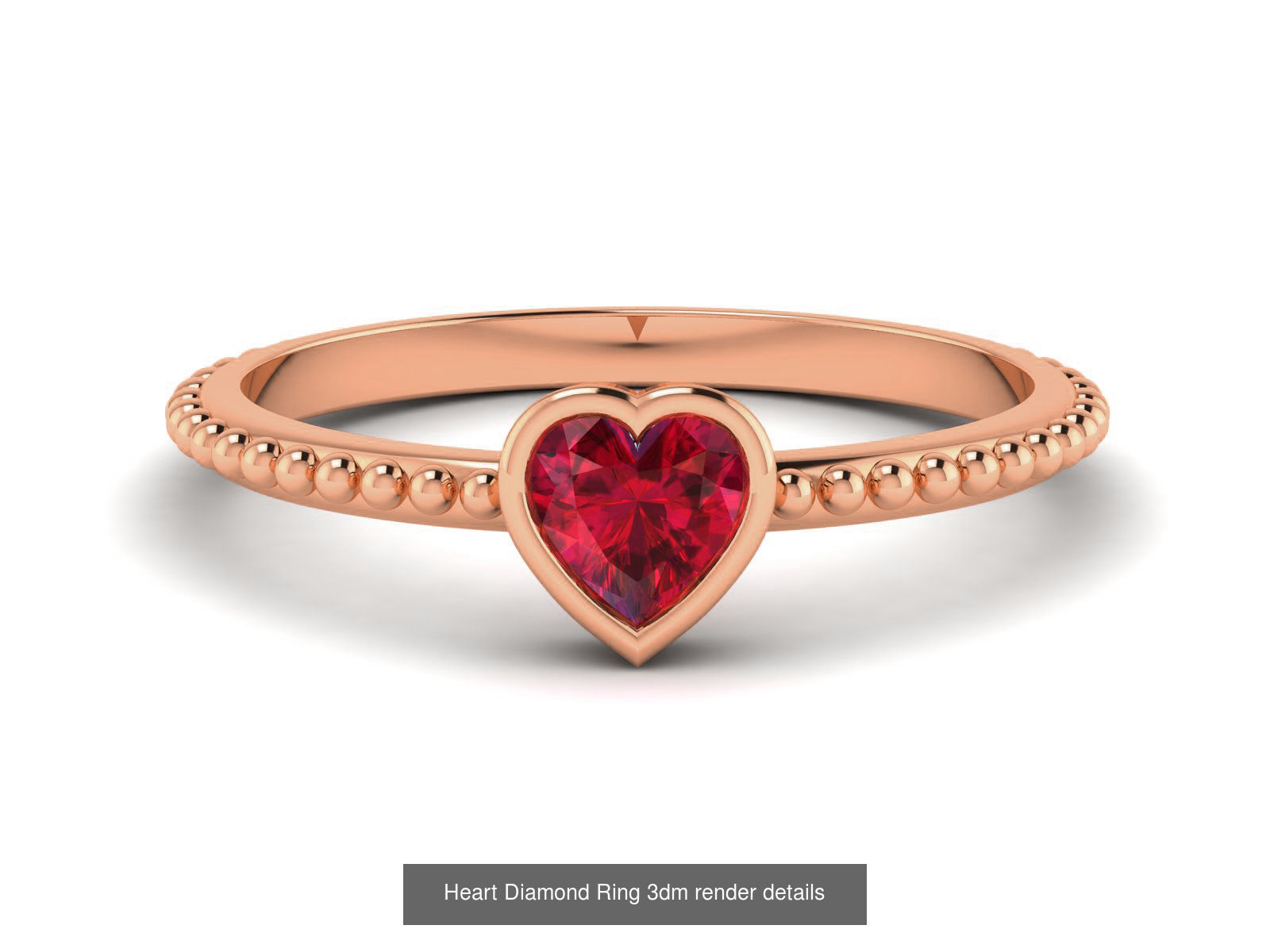38 Heart Diamond Ring 3dm render details 3D Model Collection_5