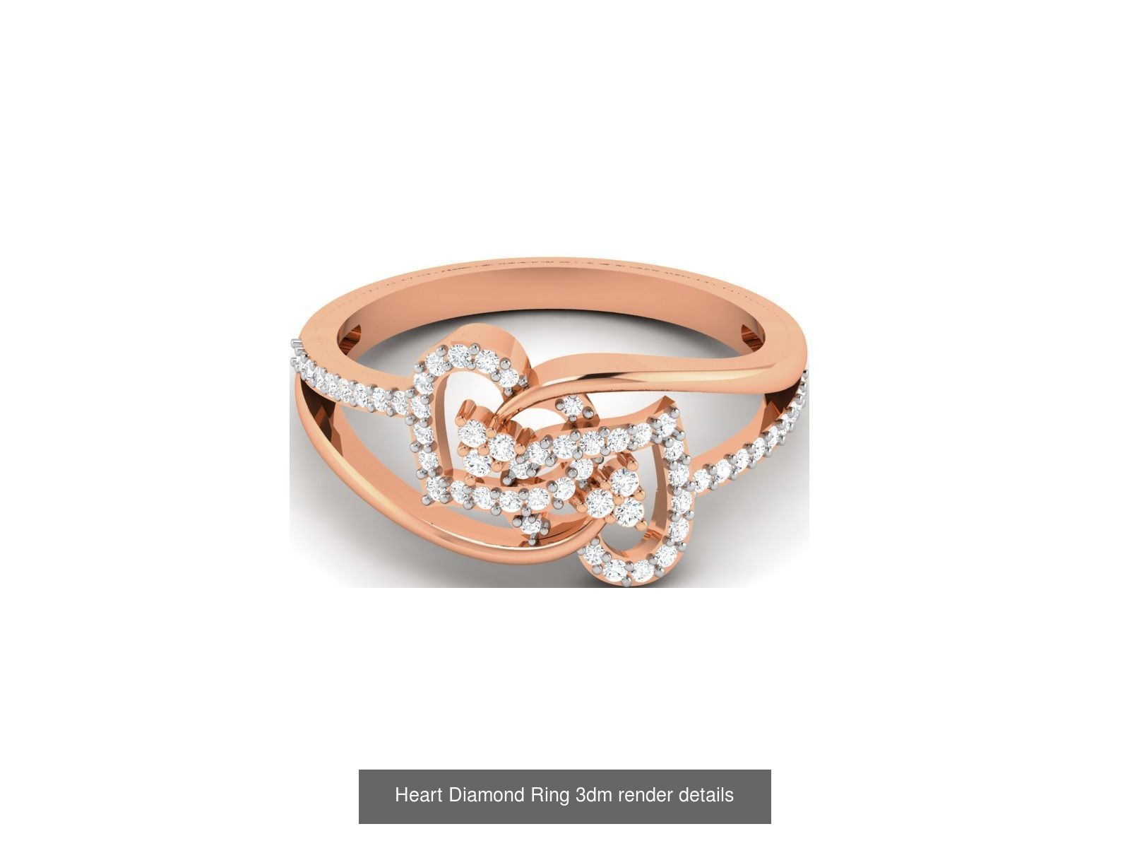 38 Heart Diamond Ring 3dm render details 3D Model Collection_12