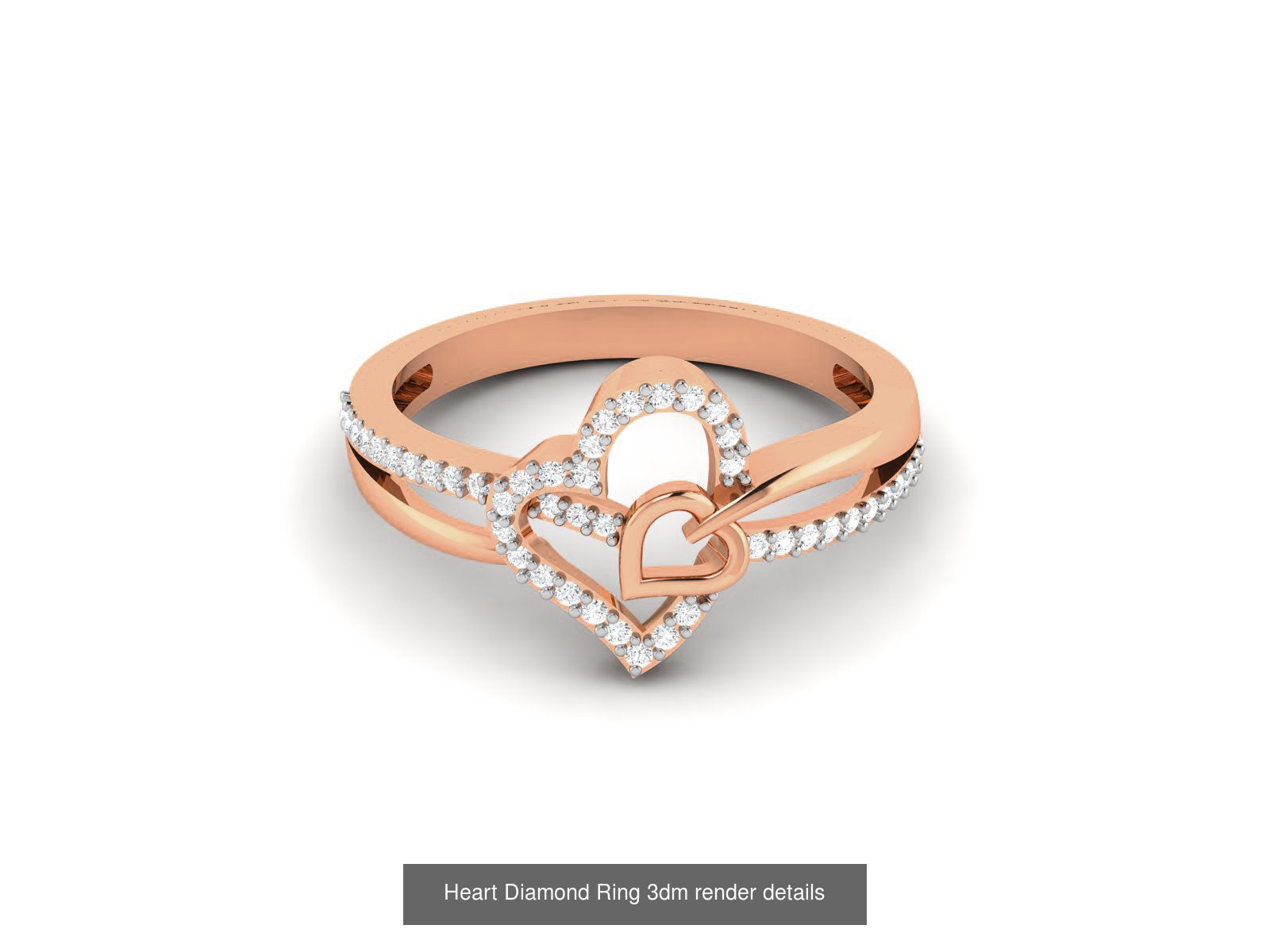 38 Heart Diamond Ring 3dm render details 3D Model Collection_15