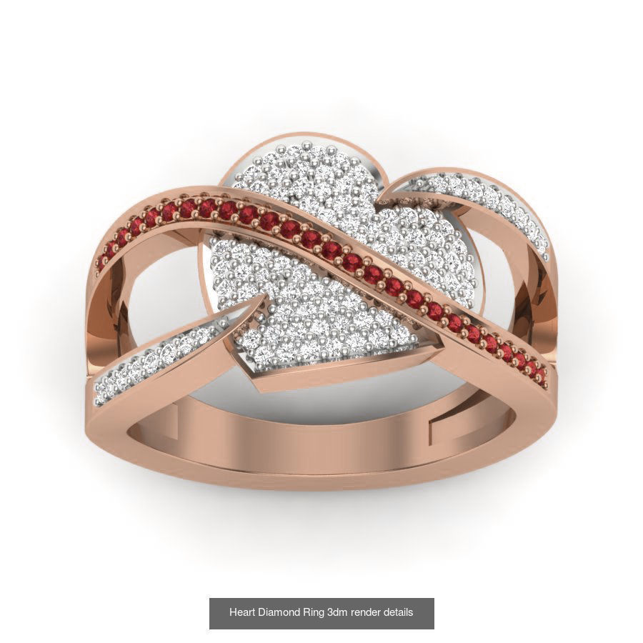 38 Heart Diamond Ring 3dm render details 3D Model Collection_36