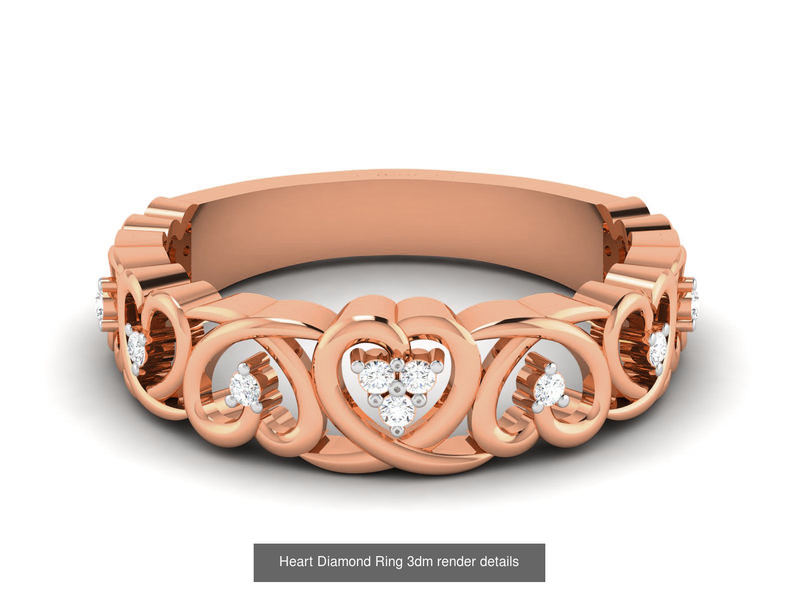 38 Heart Diamond Ring 3dm render details 3D Model Collection_7