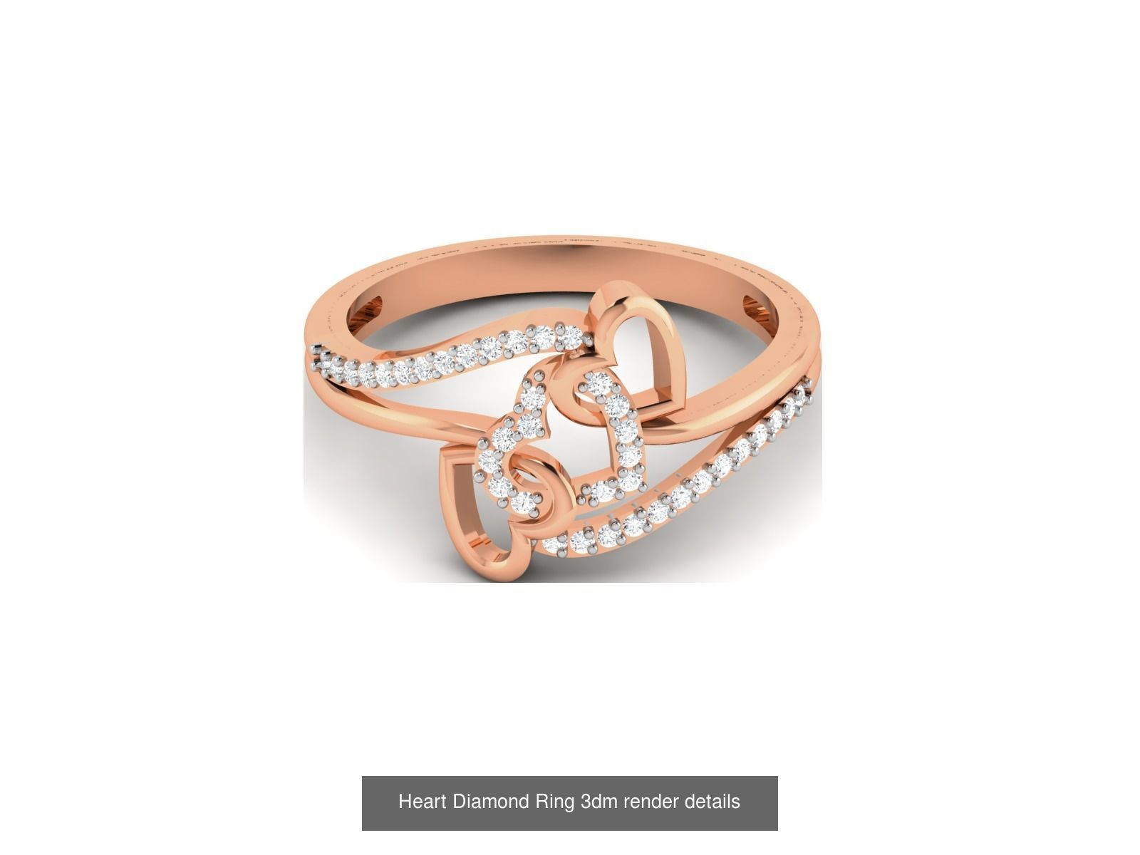 38 Heart Diamond Ring 3dm render details 3D Model Collection_13