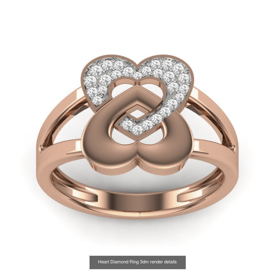 38 Heart Diamond Ring 3dm render details 3D Model Collection_26