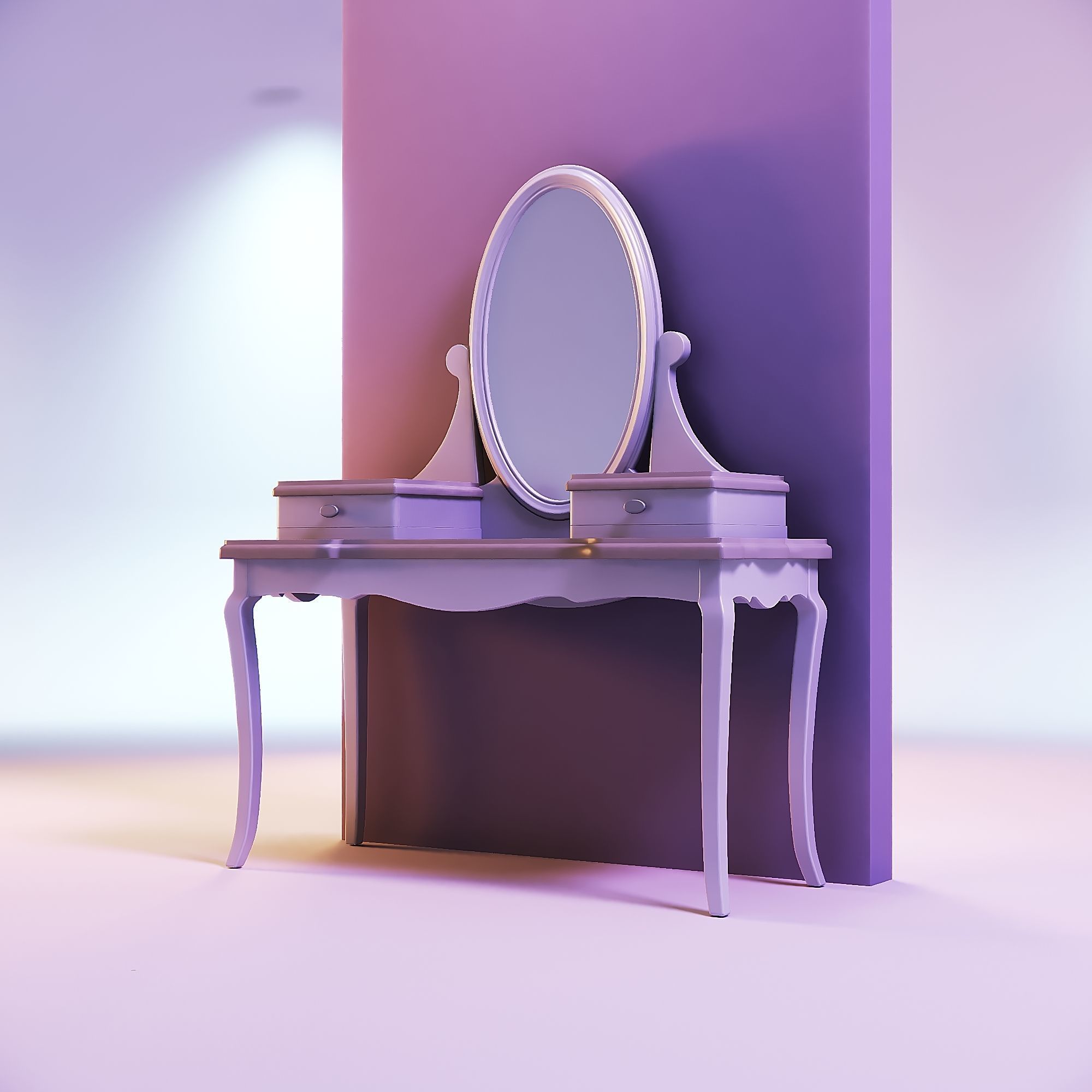 Miniature dollhouse furniture dressing table 3D print model_1
