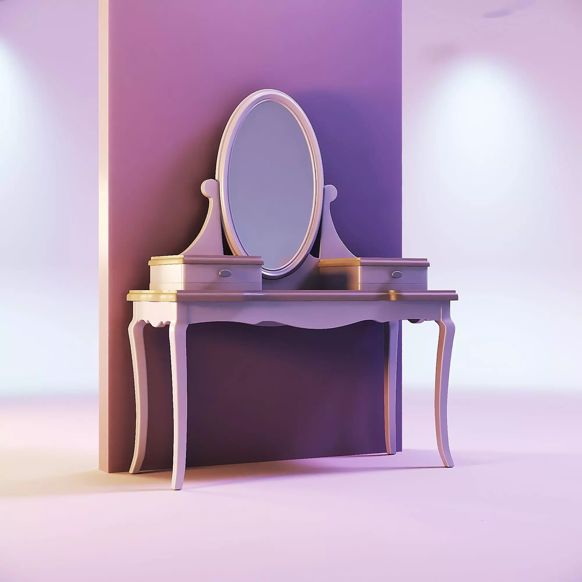 Miniature dollhouse furniture dressing table 3D print model_0