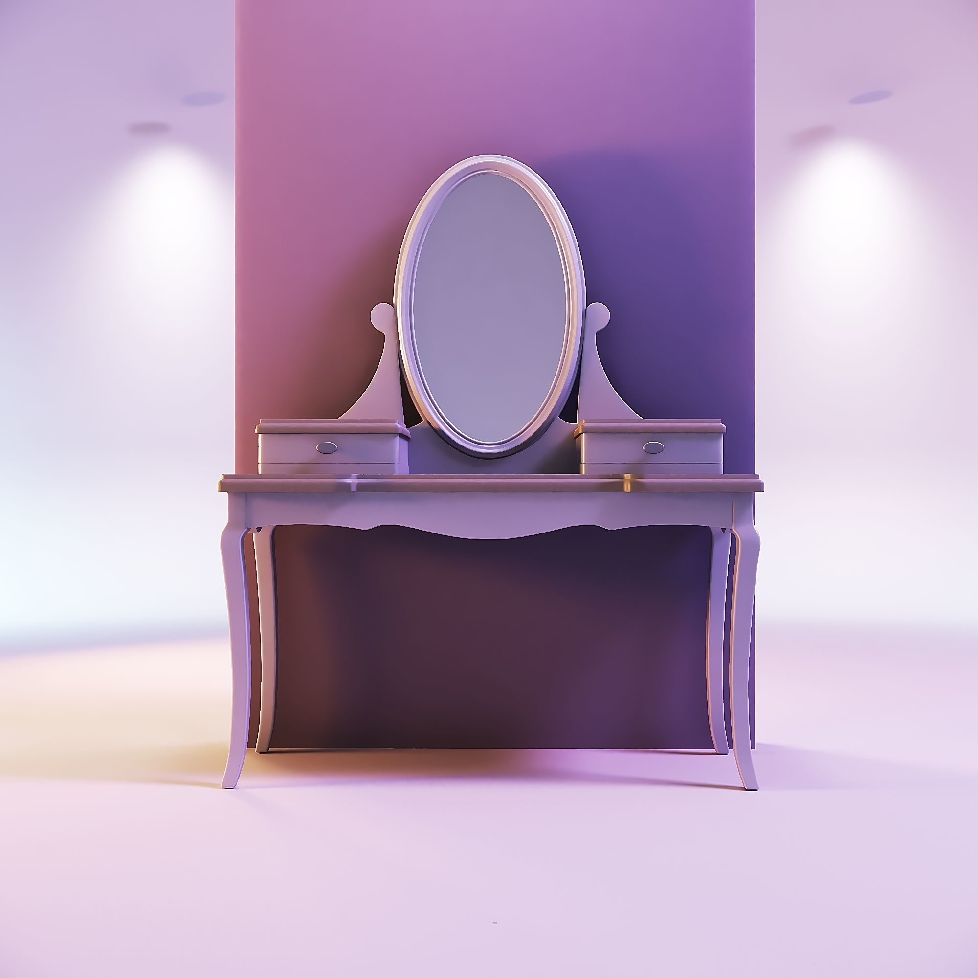 Miniature dollhouse furniture dressing table 3D print model_2
