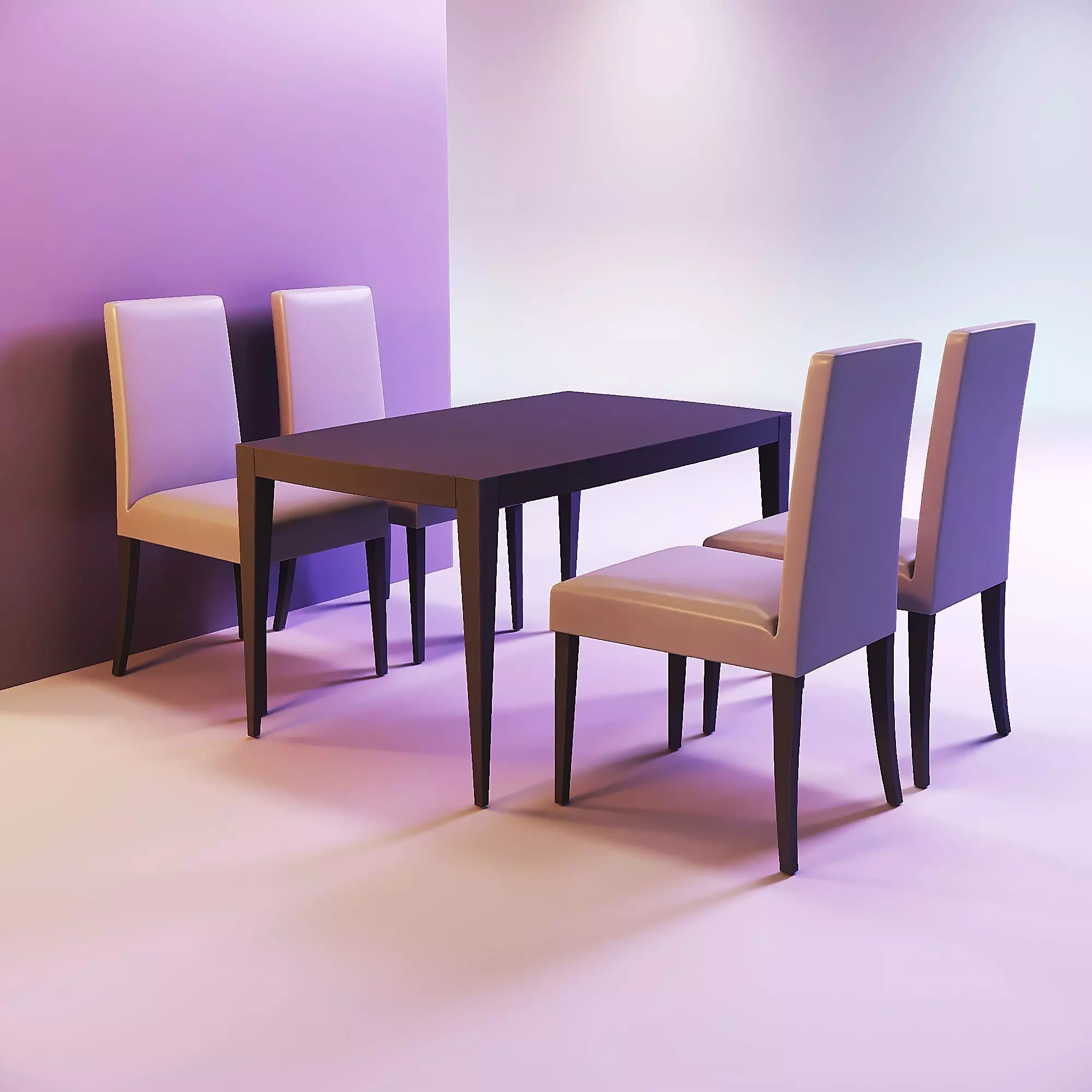 Dining table and chairs 3D print model