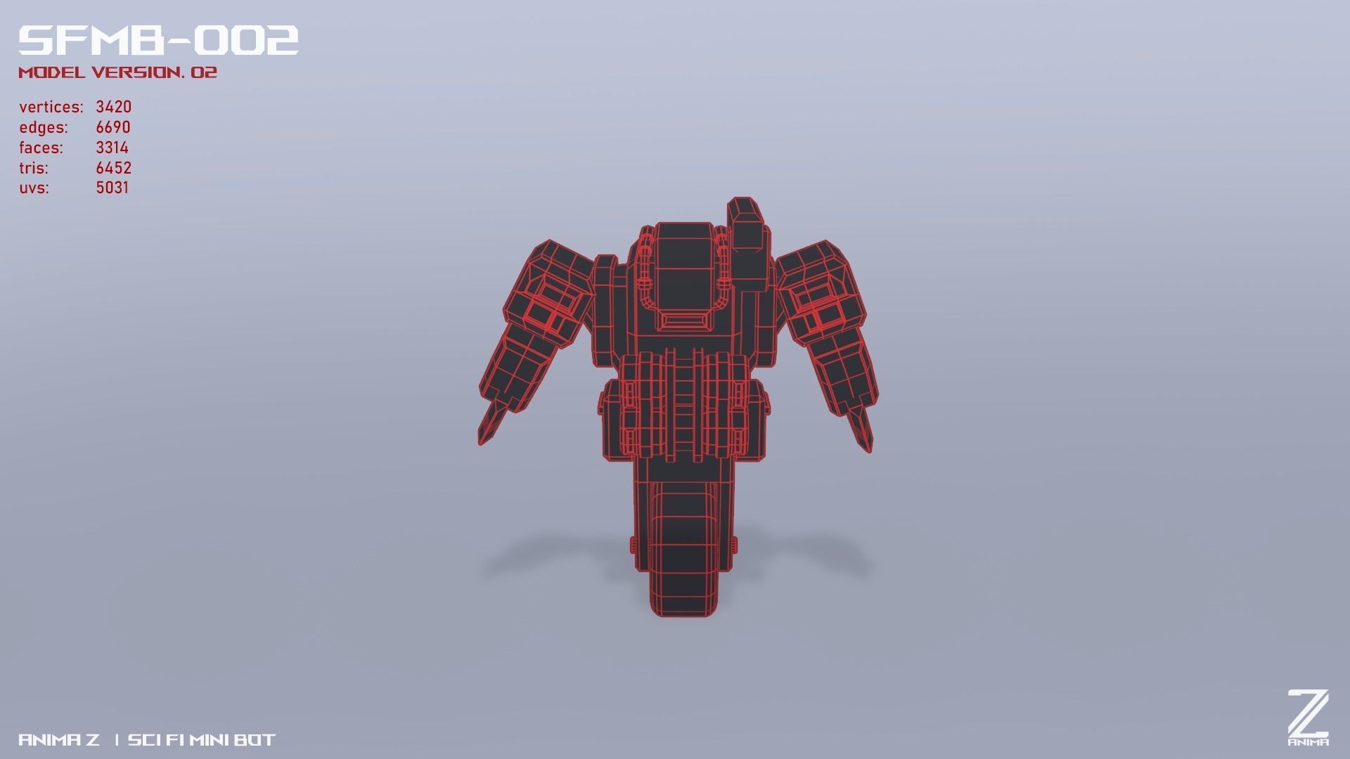 Scifi Mini bot Low-poly 3D model_13