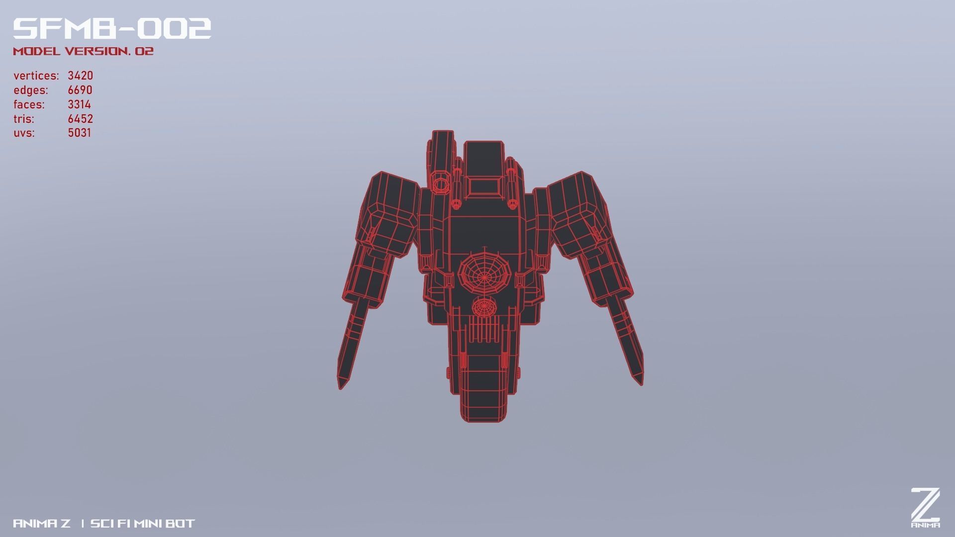 Scifi Mini bot Low-poly 3D model_12