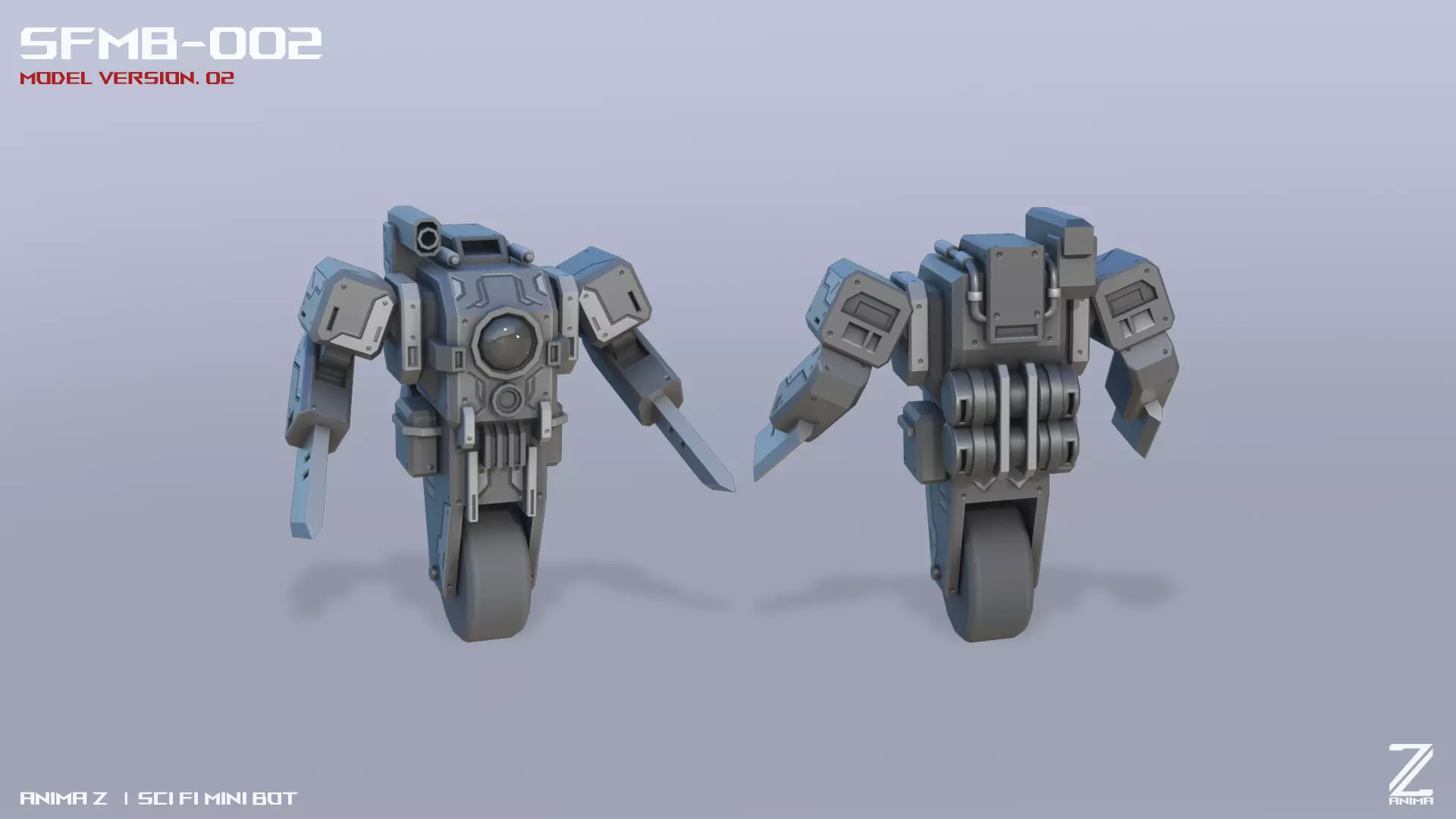 Scifi Mini bot Low-poly 3D model_0