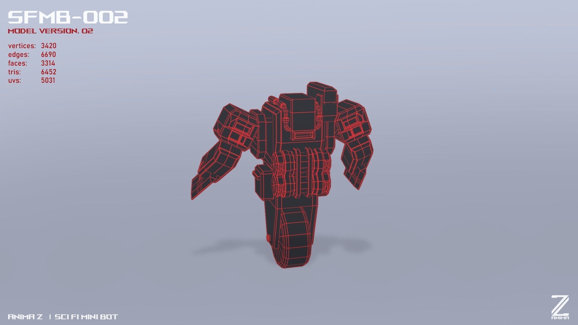 Scifi Mini bot Low-poly 3D model_2