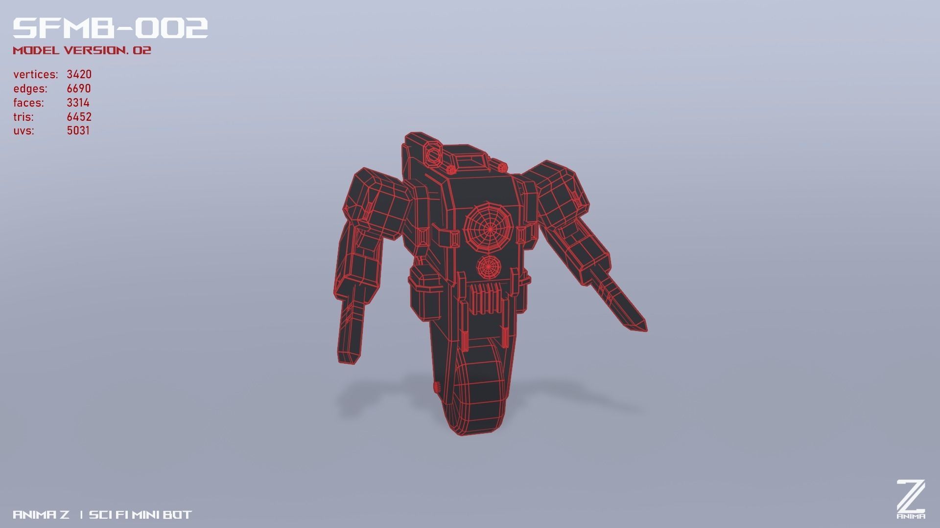 Scifi Mini bot Low-poly 3D model_15