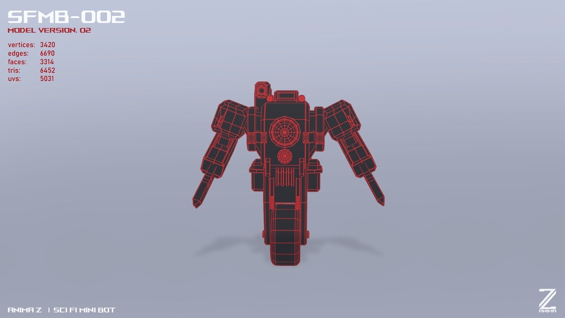 Scifi Mini bot Low-poly 3D model_11