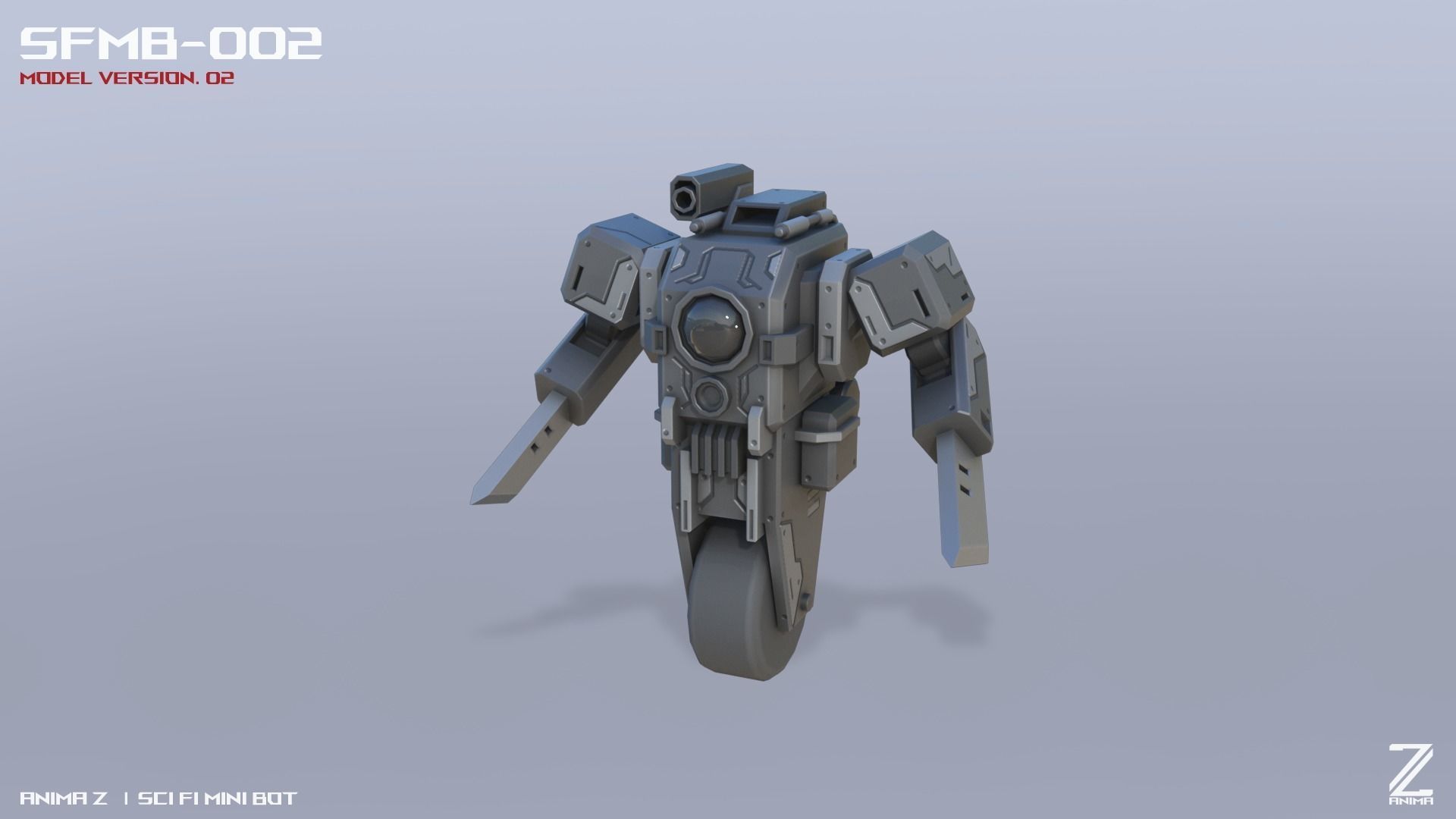 Scifi Mini bot Low-poly 3D model_3