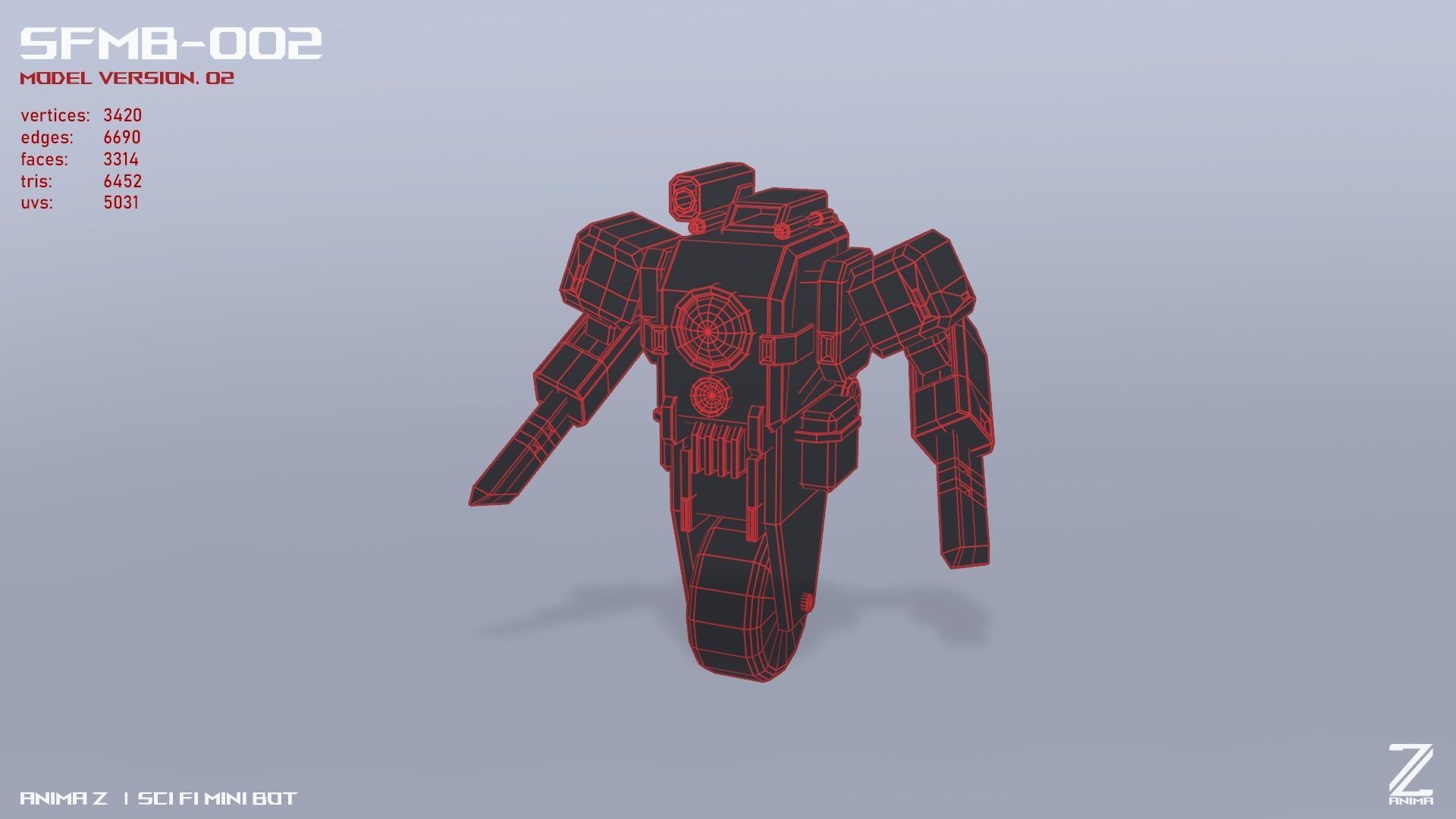 Scifi Mini bot Low-poly 3D model_10