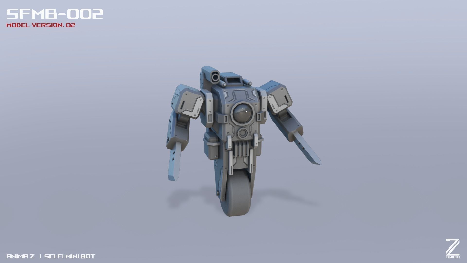 Scifi Mini bot Low-poly 3D model_9