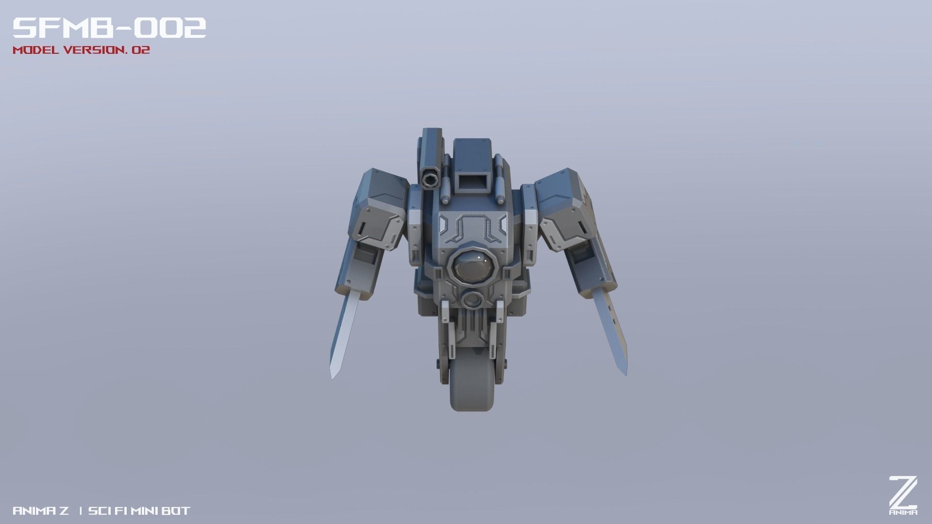 Scifi Mini bot Low-poly 3D model_6