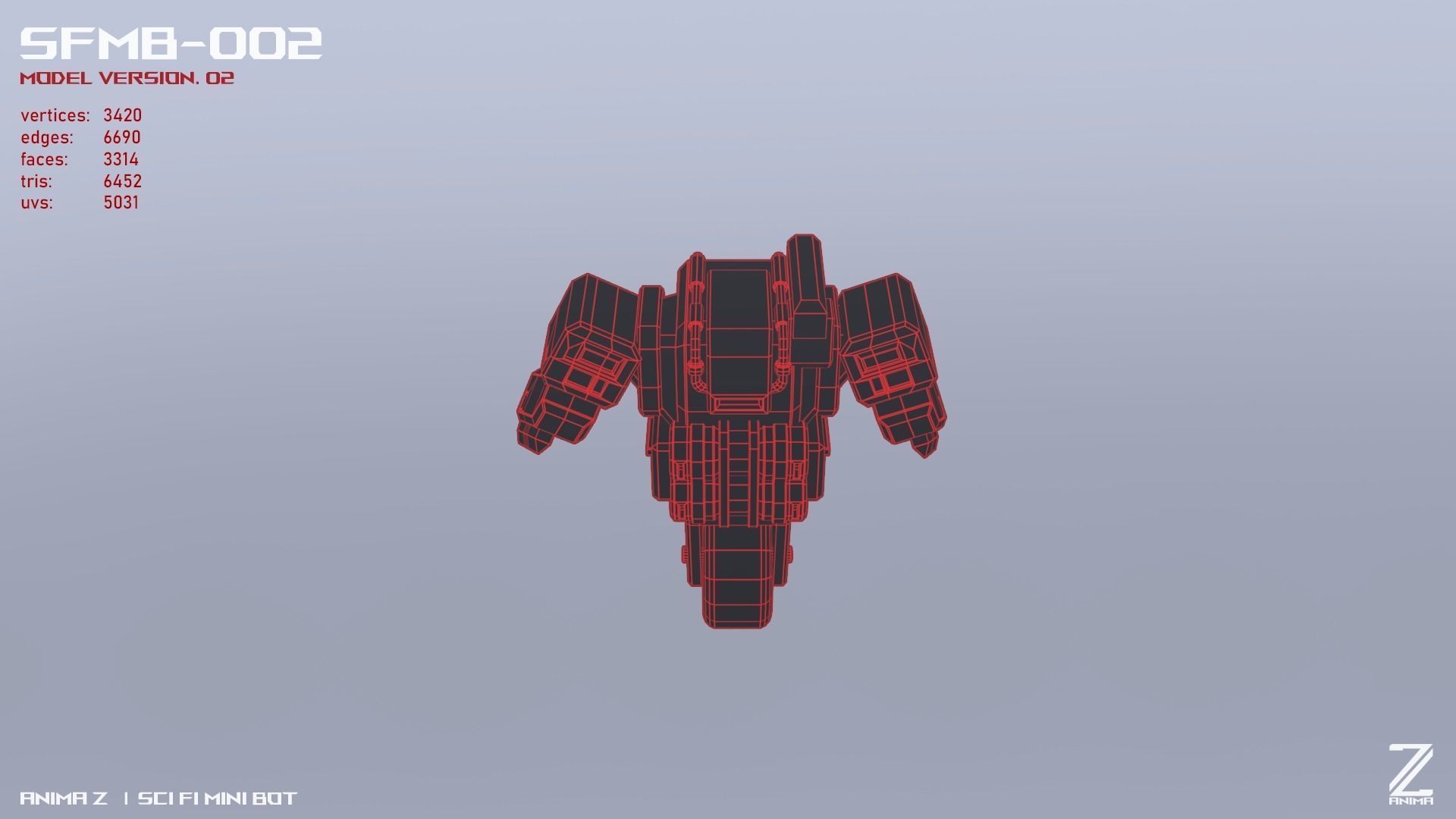 Scifi Mini bot Low-poly 3D model_14