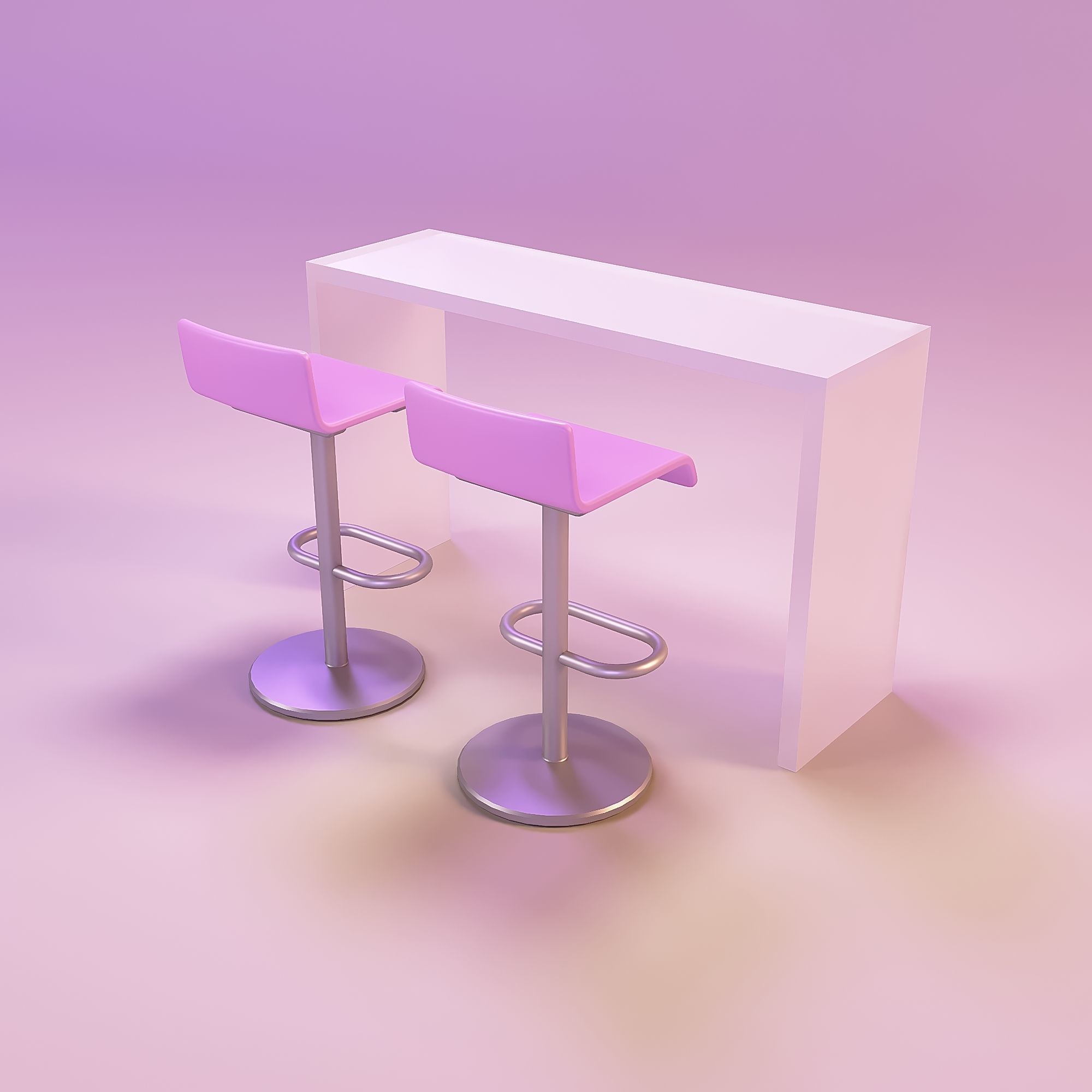 Bar chair and bar counter 3D print model_4