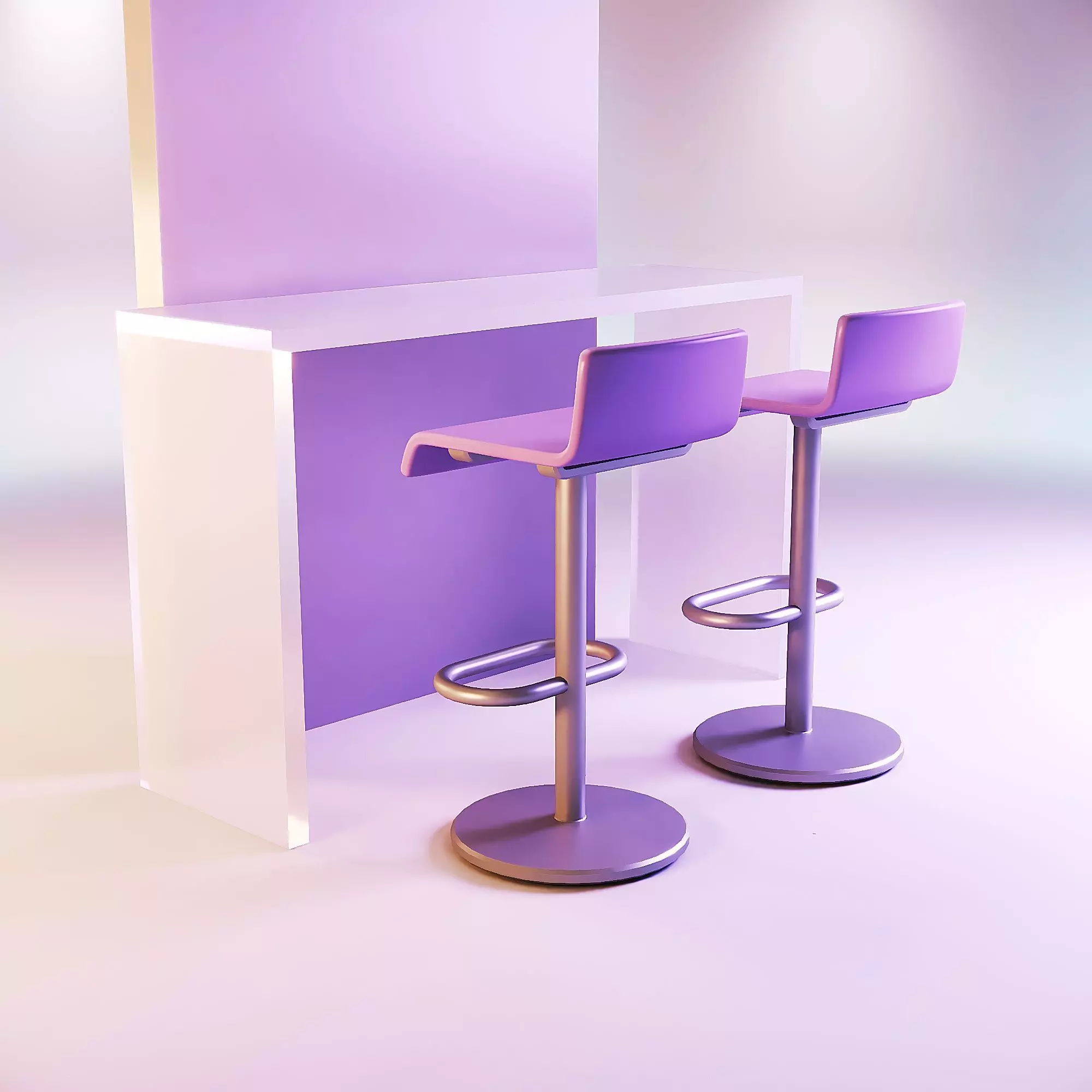 Bar chair and bar counter 3D print model_0